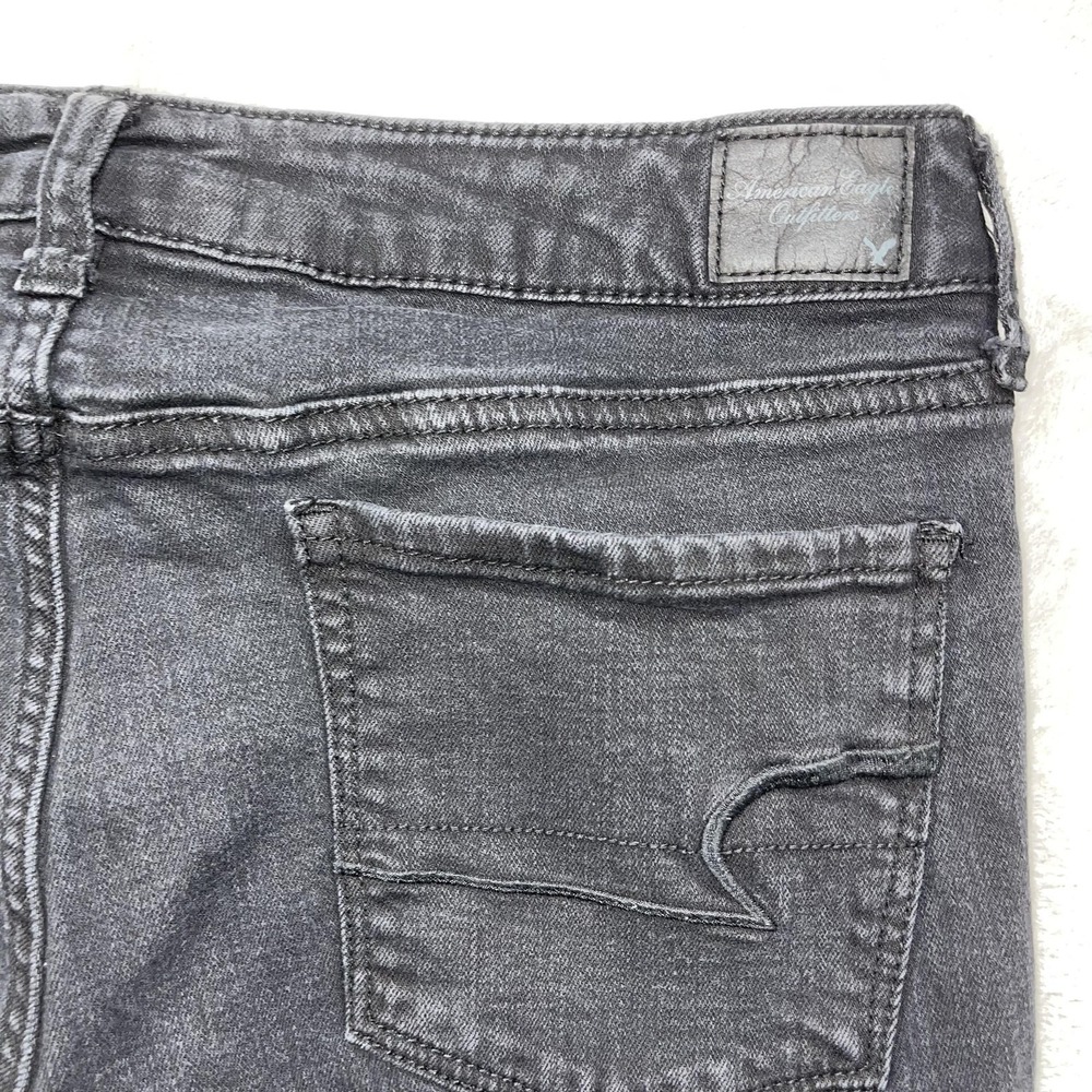 American Eagle Jeans Womens 12 Gray Charcoal Wash Super Stretch‎ Skinny 32x29.5 - Picture 5 of 10